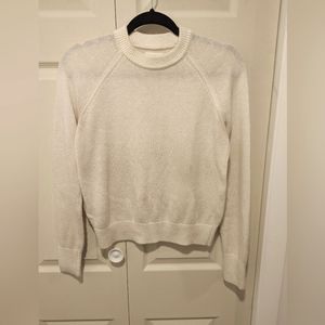 Cream cropped crew neck sweater